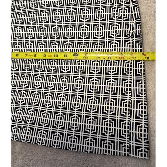Alfred Sung Pure Geometric Black White Pencil Skirt S Cotton Spandex Side Zip - Picture 9 of 11